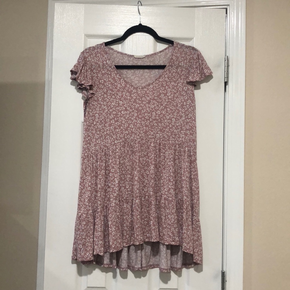 JODIFUL Babydoll Pink Leopard Print Top Size M